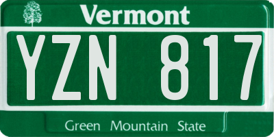 VT license plate YZN817