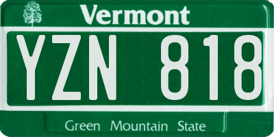 VT license plate YZN818