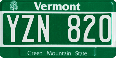 VT license plate YZN820
