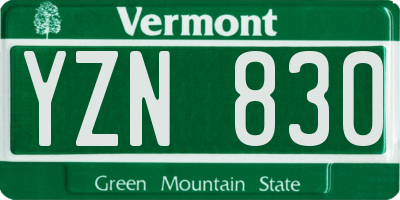 VT license plate YZN830
