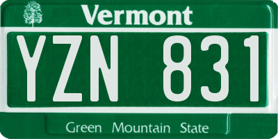 VT license plate YZN831