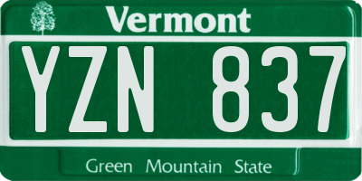 VT license plate YZN837