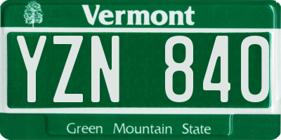 VT license plate YZN840