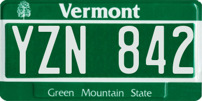 VT license plate YZN842