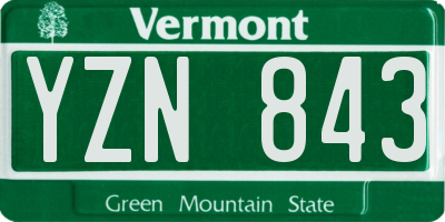VT license plate YZN843