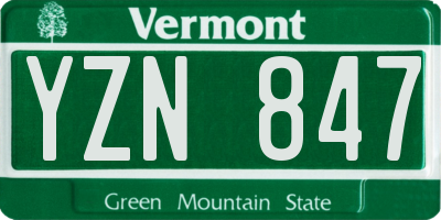 VT license plate YZN847