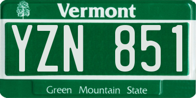 VT license plate YZN851