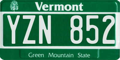 VT license plate YZN852