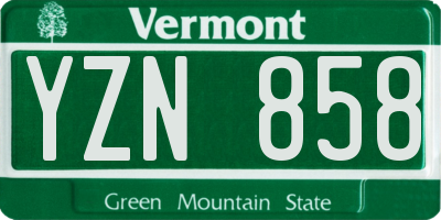 VT license plate YZN858