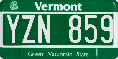 VT license plate YZN859