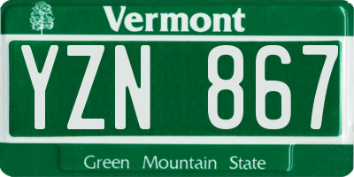 VT license plate YZN867