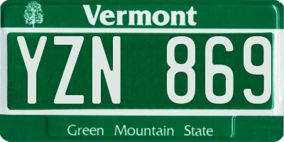 VT license plate YZN869
