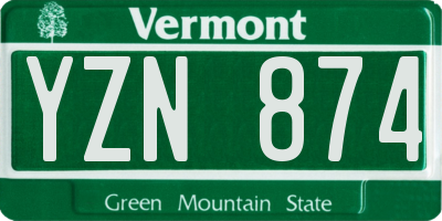 VT license plate YZN874