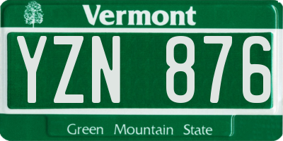 VT license plate YZN876