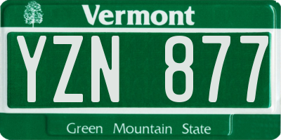 VT license plate YZN877