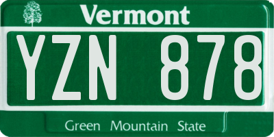 VT license plate YZN878
