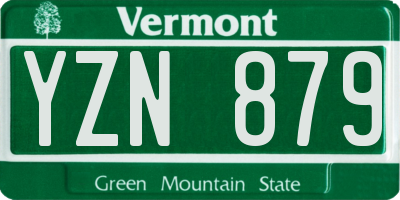 VT license plate YZN879