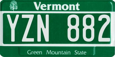 VT license plate YZN882