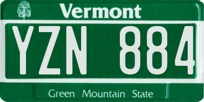 VT license plate YZN884