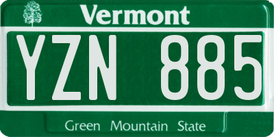 VT license plate YZN885