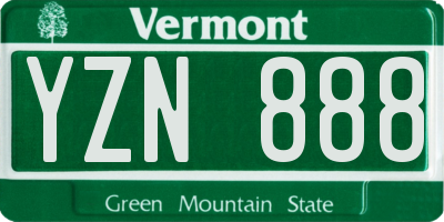 VT license plate YZN888