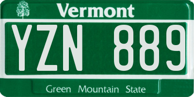 VT license plate YZN889
