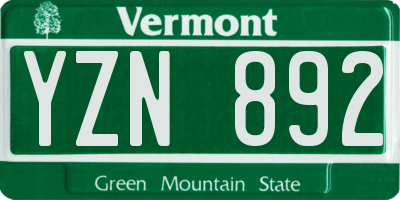VT license plate YZN892