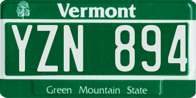 VT license plate YZN894