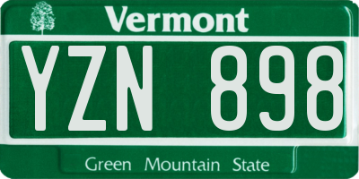 VT license plate YZN898