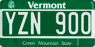 VT license plate YZN900
