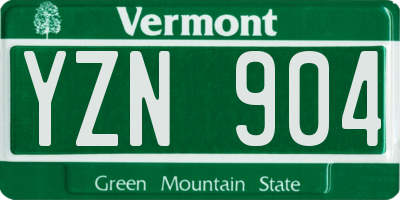 VT license plate YZN904
