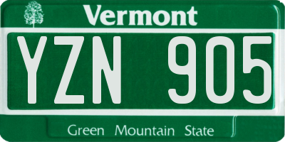 VT license plate YZN905