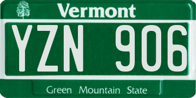 VT license plate YZN906