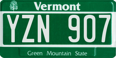 VT license plate YZN907