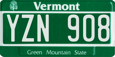 VT license plate YZN908
