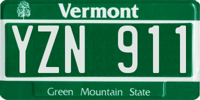 VT license plate YZN911