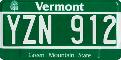 VT license plate YZN912