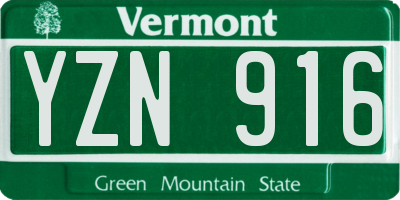 VT license plate YZN916