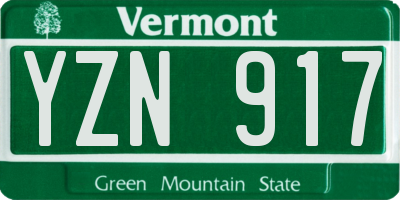 VT license plate YZN917
