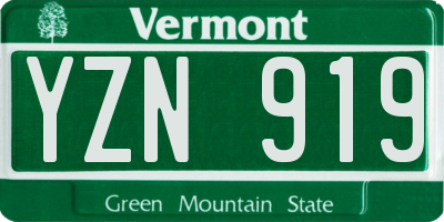VT license plate YZN919