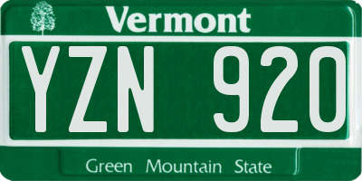 VT license plate YZN920