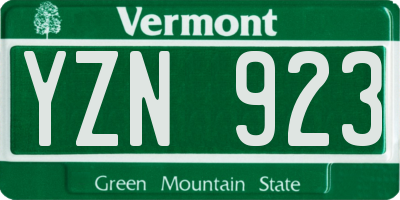 VT license plate YZN923