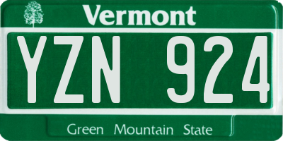 VT license plate YZN924