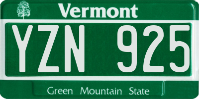 VT license plate YZN925