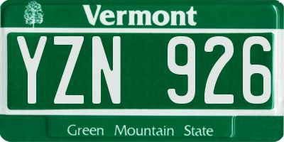 VT license plate YZN926