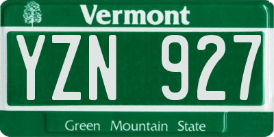 VT license plate YZN927
