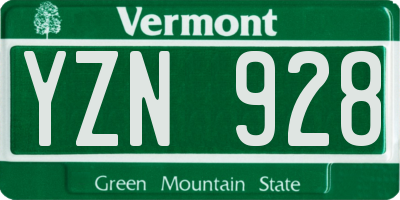 VT license plate YZN928