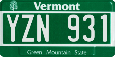 VT license plate YZN931