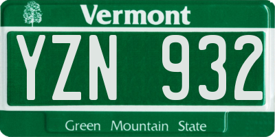 VT license plate YZN932