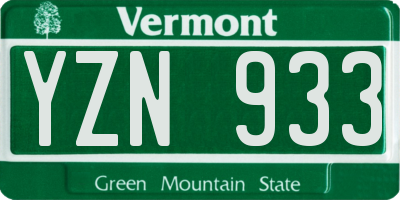 VT license plate YZN933